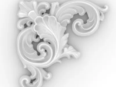 Classic Baroque Gold Corner Ornament 3D model