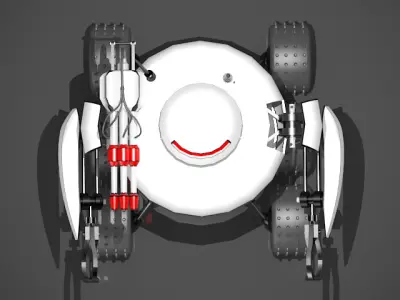 Robot on wheels with gun 3D model