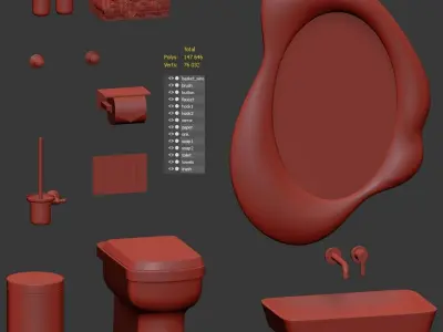 Bathroom accessories set 3D model