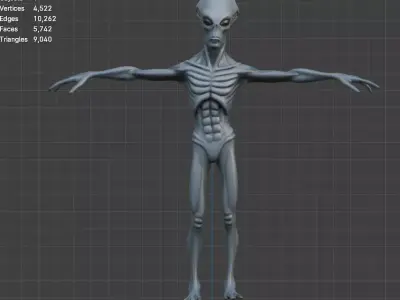 Rigged Alien low poly Low-poly 3D model