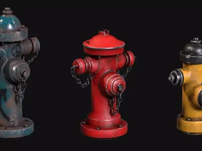 Fire Hydrants Low-poly 3D model