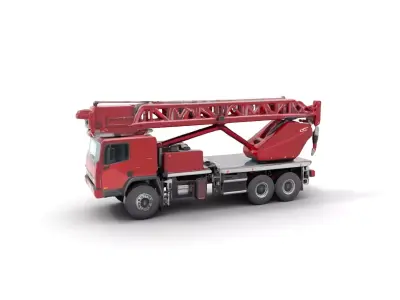 Red Crane Truck model pack Low-poly 3D model