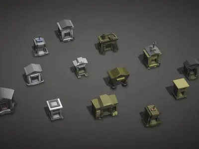 Low Poly Tomb Kit with LODs Low-poly 3D model