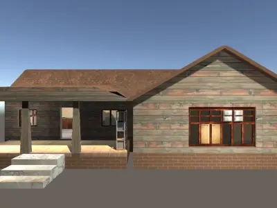 Old house 2 with interior and exterior 3D model Low-poly 3D model