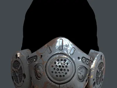 Gas mask helmet 3d model scifi Low-poly Low-poly 3D model 5