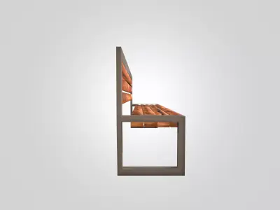 Outdoor Wooden Bench 3D Model with Metal Frame Low Poly Low-poly 3D model