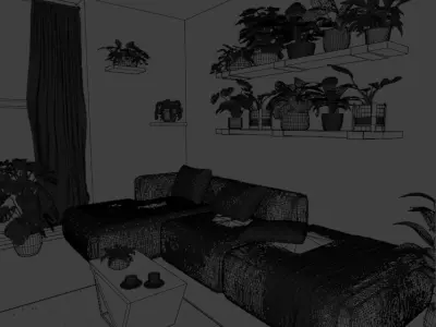 Living Room Interior Scene  Free 3D model