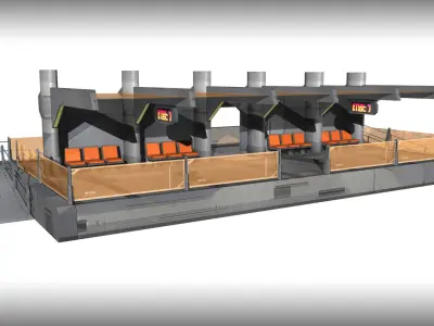 SciFi Tram Station Low-poly 3D model