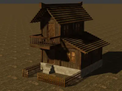 Medieval house nine 7 Low-poly 3D model