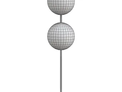 ORBITAL floor lamp with two round glass shades and gold base 3D model