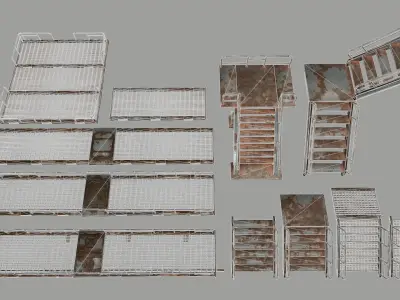 Stairs set rusty Low-poly 3D model