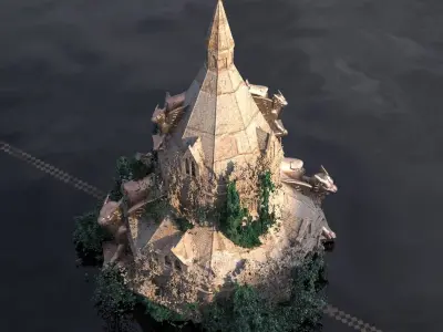 Medieval Lion Tower Overgrown Turret Tower 6  3D model