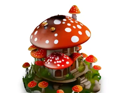 Charming Mushroom House 3D Model Low-poly 3D model
