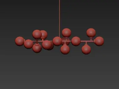 Modern chandelier with balls hanging from it 3D model
