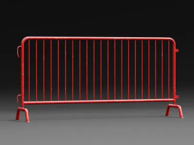 Steel Barrier PBR Game-Ready Low-poly 3D model