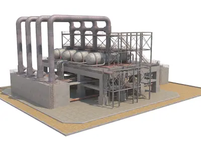  Industrial Silo 03 Low-poly 3D model