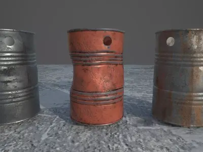 barrel 3d model rusty pipe in snow 3D model