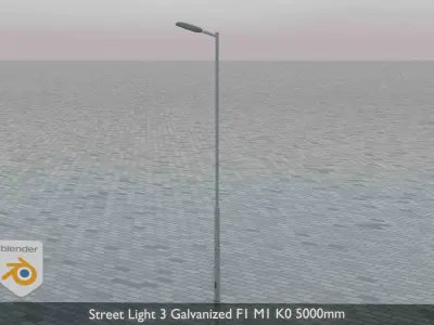 Street Light 3 Galvanized F1 M1 K0 5000mm Low-poly 3D model