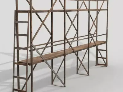 Scaffolding 01 from wood Low-poly 3D model