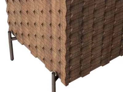 Crate and Barrel Raffael Carved Wood Bar Cabinet 3D model