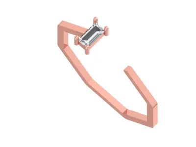Open End Women Light Weight Band Baguette Stone Ring 3D print model