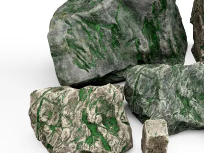 Rock stones cartoon pack 3D model