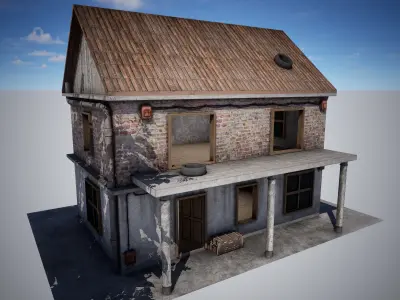 Old Old Building House for Game Low-poly 3D model