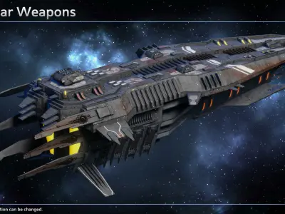 Spaceship Progenitor Destroyer Low-poly 3D model