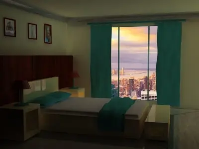 Bedroom interior 3D model 62