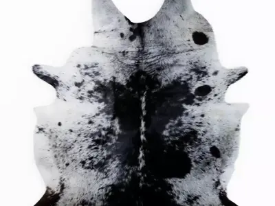 Leather Cowhide Rug With Black And White Spotted 3D model