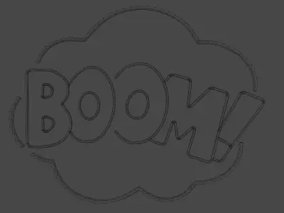 Neon Boom bomb sign p1 Low-poly 3D model