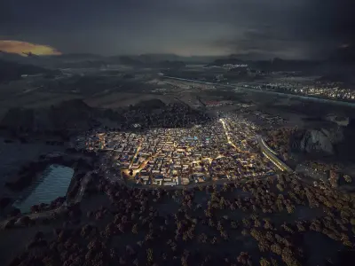 Historic Mountain Village Masterplan with Courtyard Alleys 3D model