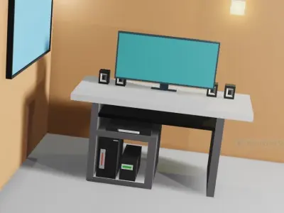 computer table Low-poly 3D model