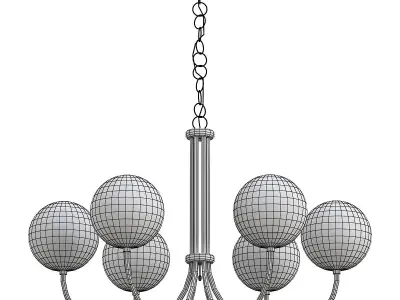 OXFORD six light chandelier in brass with glass balls 3D model