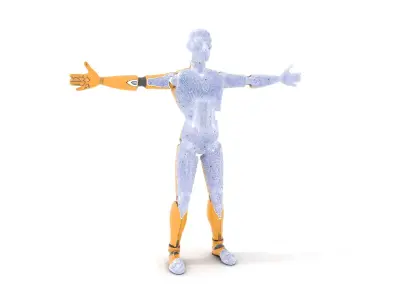 Gold Android Robot model pack Low-poly 3D model