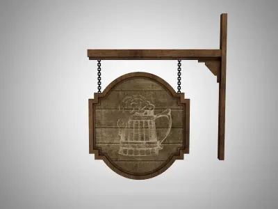 Old signboard Low-poly 3D model