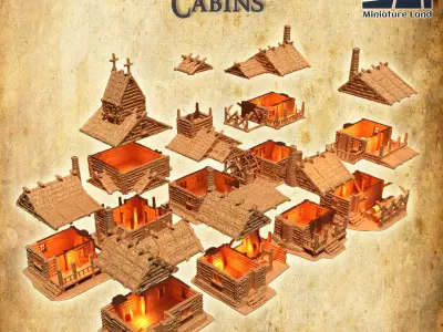 Modular Forest Cabins Tabletop Terrain 28 MM 3D print model