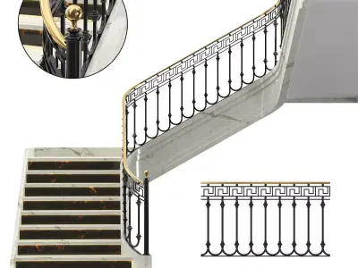 Neoclassical spiral staircase 3 3D model