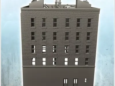 Large modern corner building with first floor store and roof chi 3D print model purchase