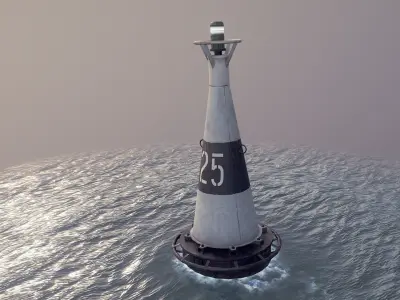 Buoy River RB-6-01 Left Turn Mark Low-poly 3D model