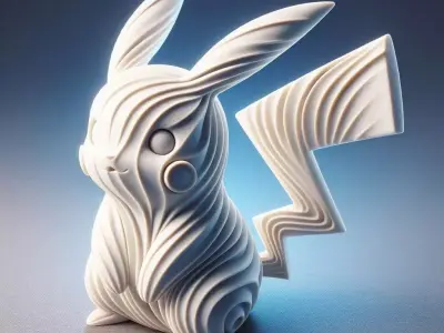 Elegant Swirl Pikachu Sculpture 3D print model