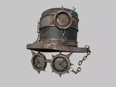 Steampunk Hat 04 Destroyed Rust - SciFi Character Design Low-poly 3D model