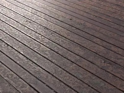 Old Wood Floor Tile PBR Material 4K Texture