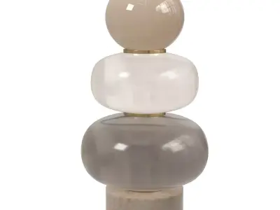Sculptural Table Lamp - Stacked Glass Forms on Marble Base 3D model