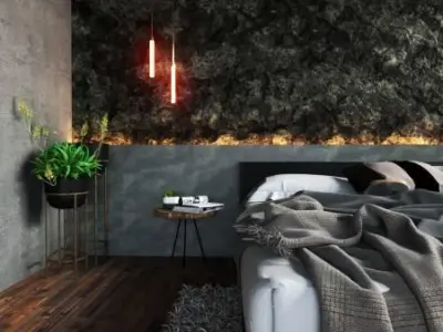 Bedroom modern with walls and wooden floors 3D print model
