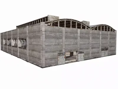hangar empty warehouse Low-poly 3D model