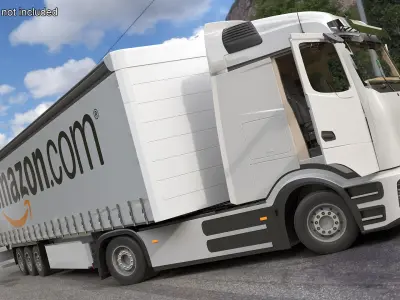 Electric Truck with Amazon Trailer Rigged 