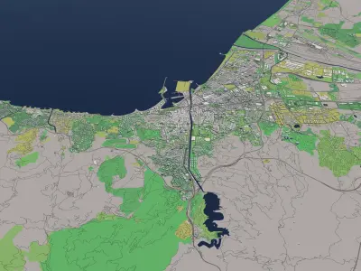 Malaga Spain 30x30km City Map 3D model