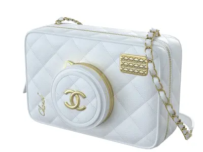 Camera Bag White Low-poly 3D model