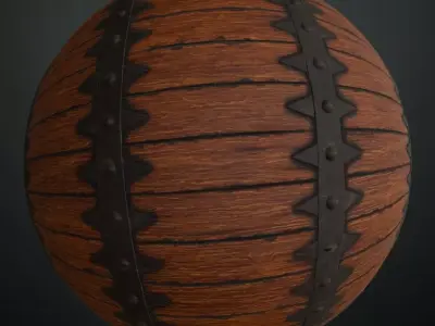 Rustic Wood Planks with Spiked Metal Straps PBR Seamless Texture